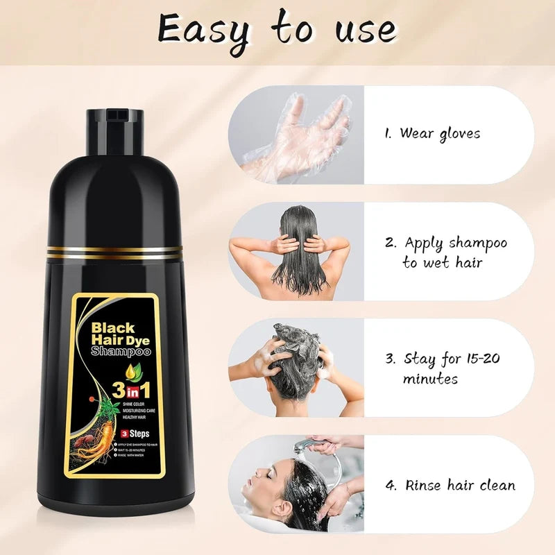 Hair Dye Shampoo (500ml) – An instant coloring shampoo that gives you vibrant, long-lasting hair color while nourishing and strengthening your strands.